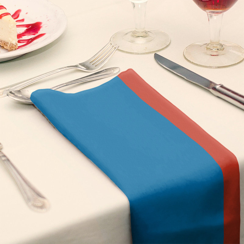 Oklahoma City Striped Square Napkin, 22" W x 22" L, Basketball Blue/Basketballet/White, Cotton Twill