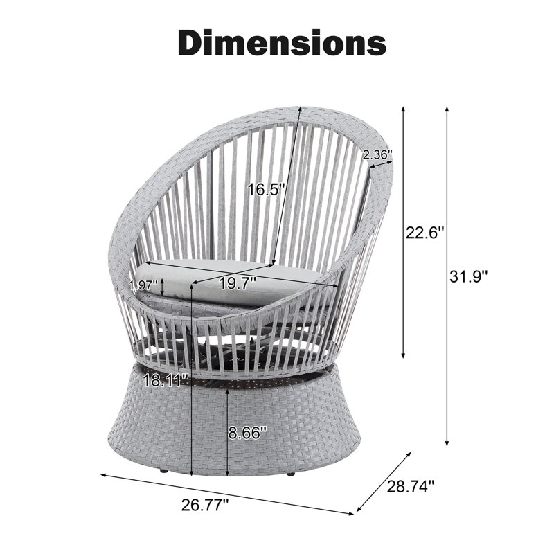 Chaise de patio avec coussin, Argenté / Gris