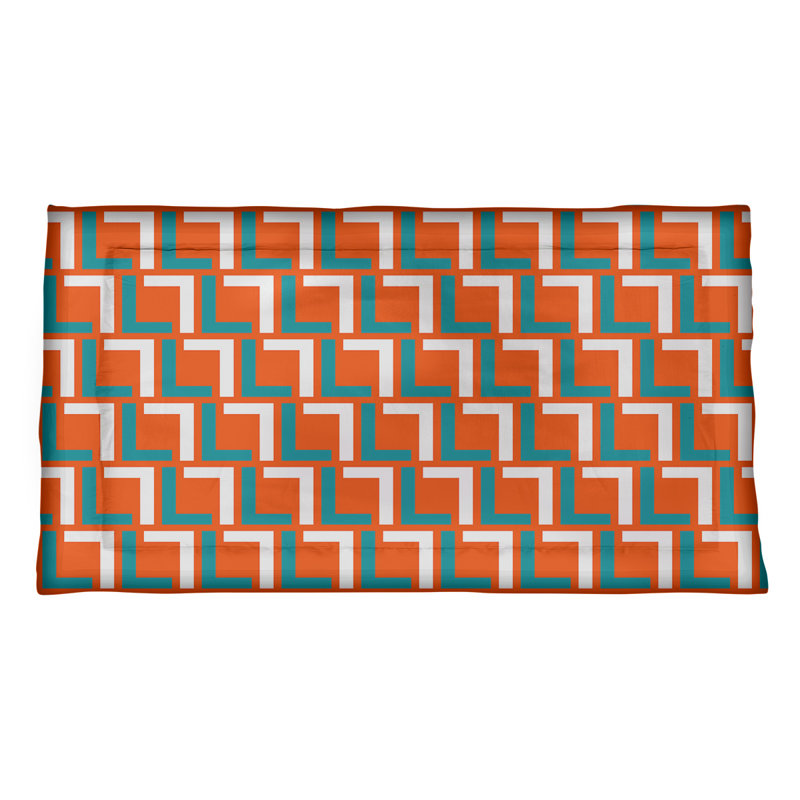 Geometric Sham Set, King, Orange/Aqua/White, Polyester