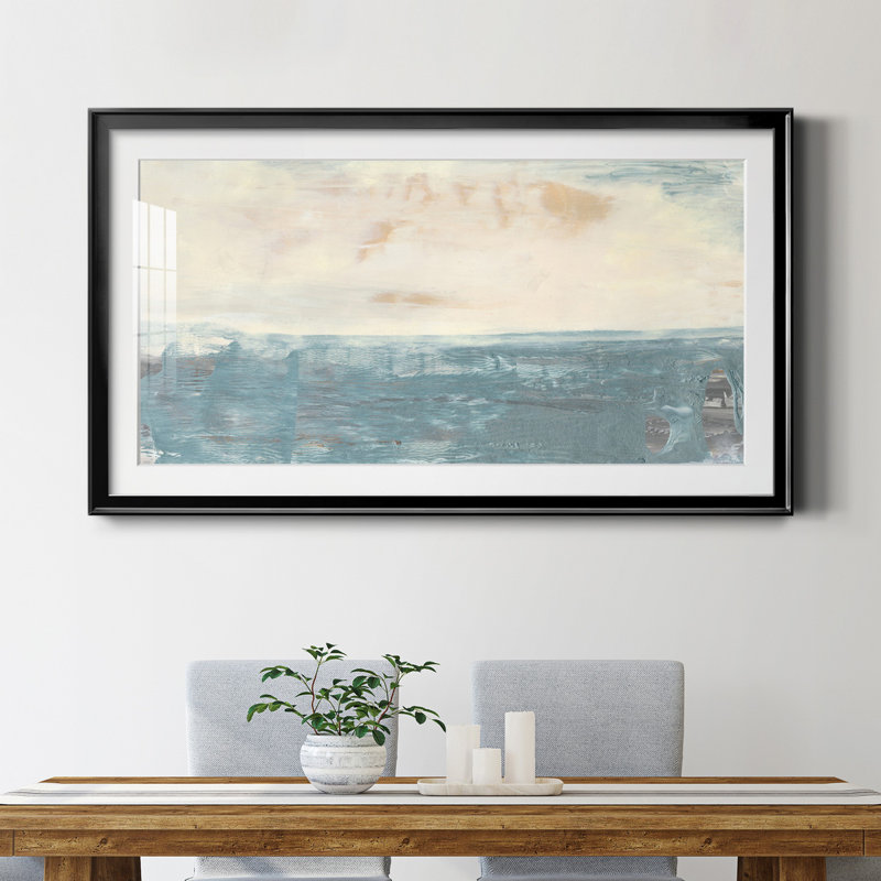 Peace and Calm III - Peinture encadrée, Impression encadrée avec passe-partout, H 22,5 po x l 42,5 po, Noir