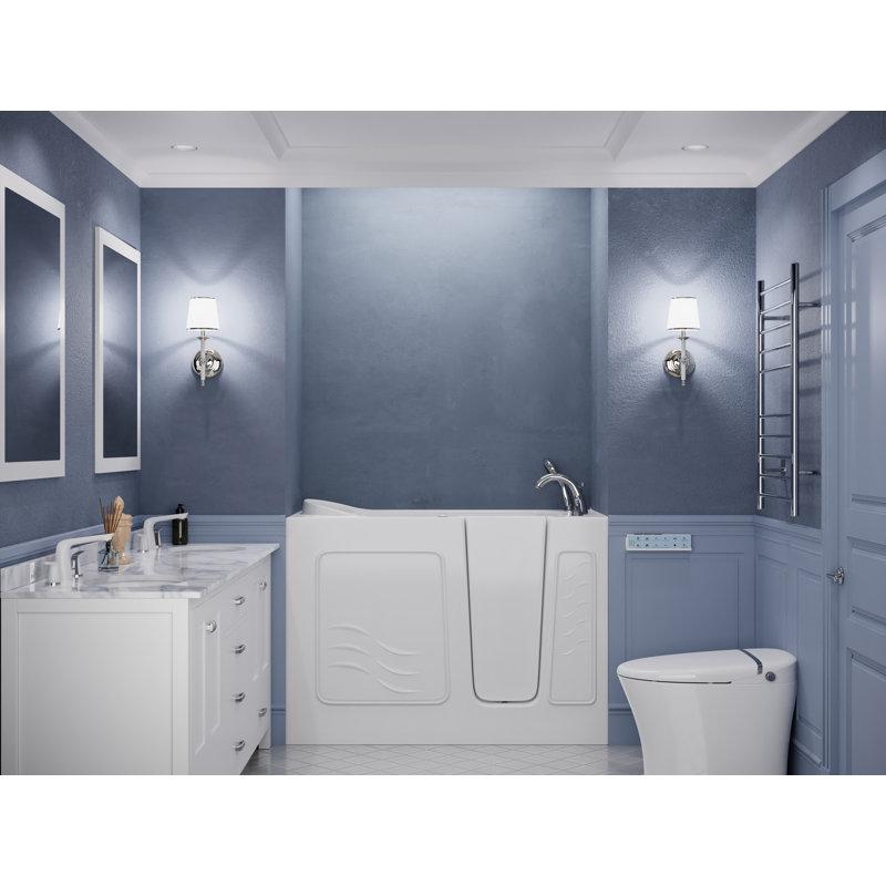 Captains Series 53'' x 26'' Fiberglass Bathtub with Faucet, Right