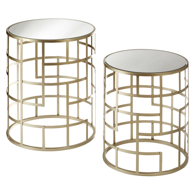 Loughman Glass Top Frame Side Table Set