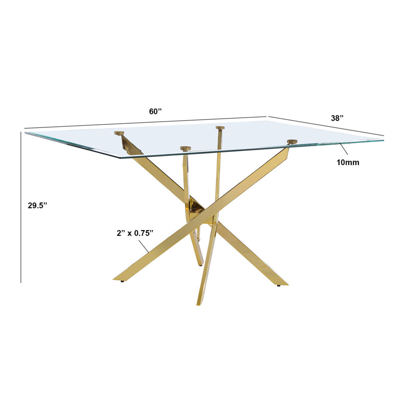 Ensemble de salle à manger en verre avec chaises d'appoint rembourrées et base en chrome doré, Crème, 5
