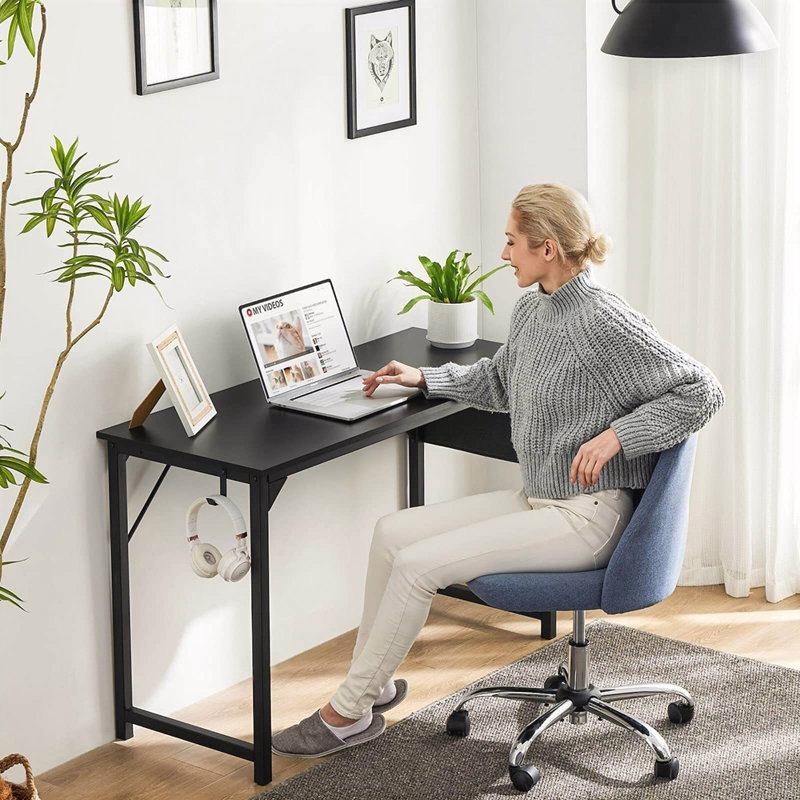 Modern Simple Style Wooden Work Office Desks with Storage, 29.8" H x 31.5" W x 19.7" D, Black