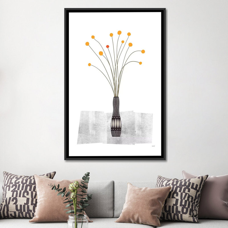 «Flowers III», impression sur toile, H 60 po x l 40po x P 1,5 po, Toile avec cadre noir, Pas de tapis