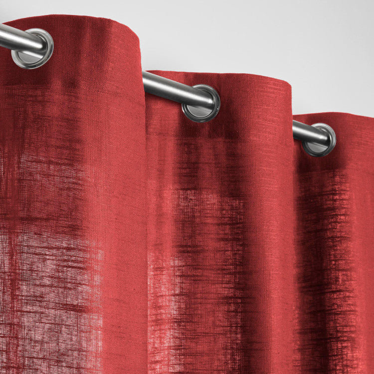Bellavista Semi Sheer Curtain Single Panel, Width 145 x Drop 280cm, Bright Red