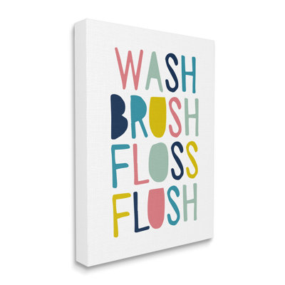 «Wash Brush Floss Flush», art mural surdimensionné surdimensionné par Border Bloom