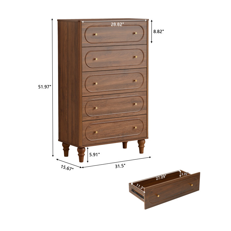 5 - Drawer Accent Chest, Walnut
