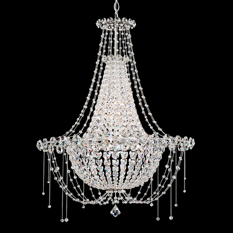 Chrysalita 6 Light 25in x 33in Chandelier in Polished Stainless Steel with Clear Radiance Crystals
