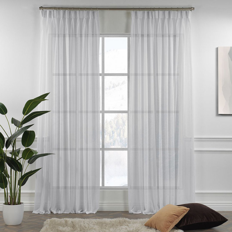 Sheer Single Curtain Panel, 65cm Width x 265cm Drop, White