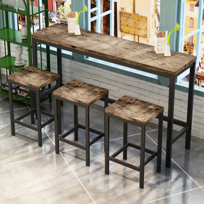 Jonnae Modern Design Kitchen Dining Table, Pub Table Set, Long Dining Table Set with 3 Stools