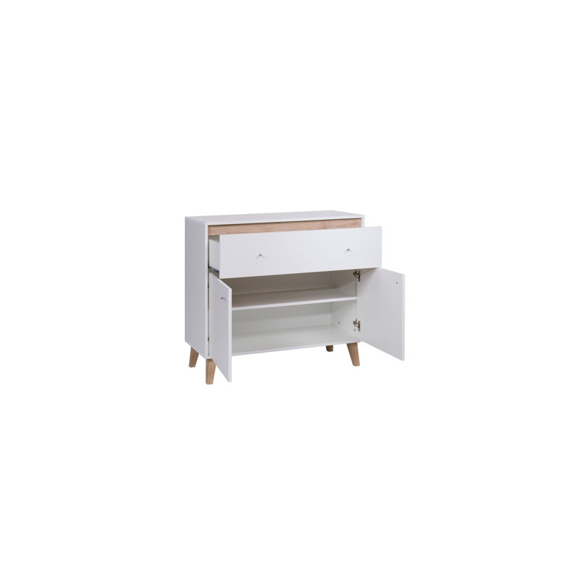 Telia 2 - Door Rectangle Accent Cabinet, White/Oak
