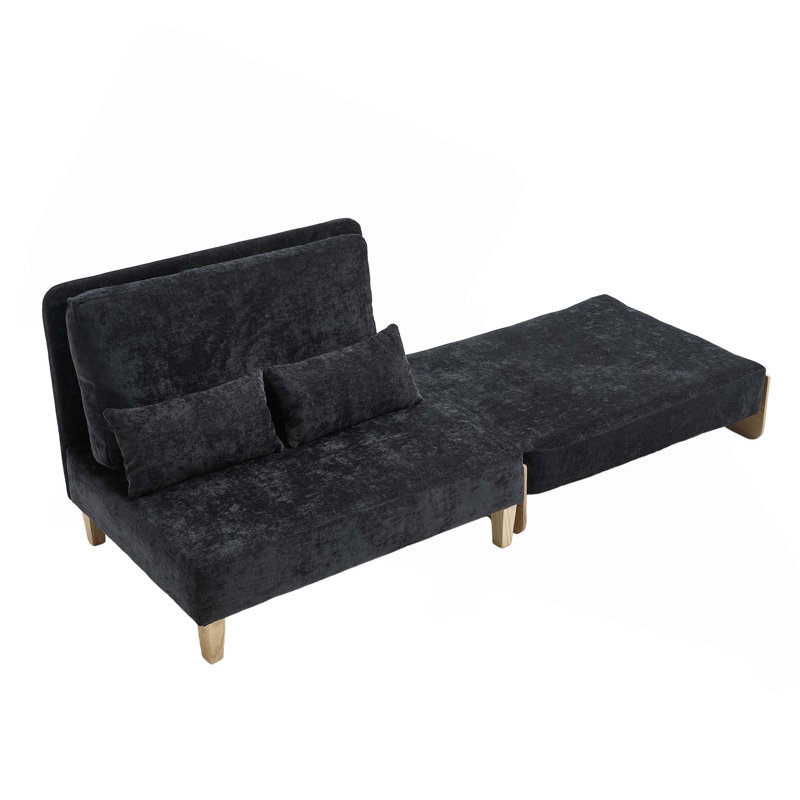 Canapé-lit inclinable convertible 3-en-1 pour petits espaces, Chenille noir