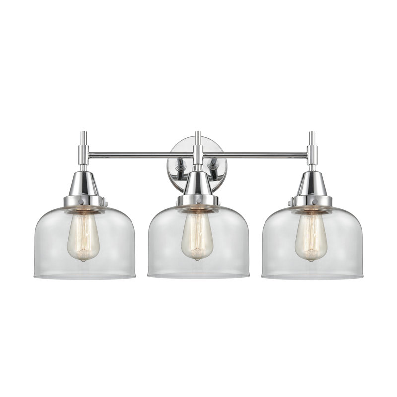 Éclairage pour meuble-lavabo à 3 lumières à intensité variable Gayle, Ampoule DEL rétro 4 watts, Chrome poli, Transparent