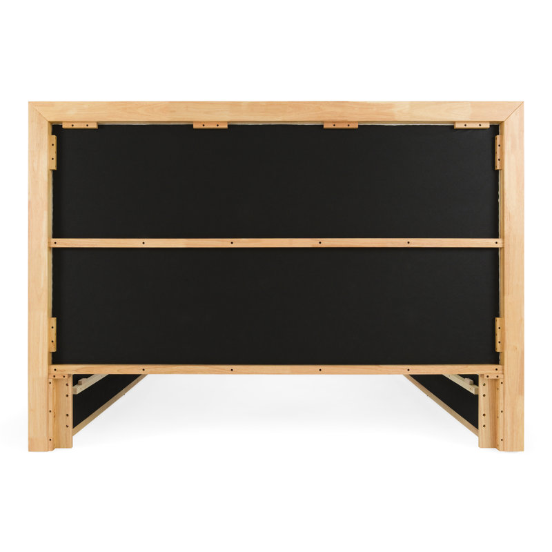 Reanna Upholstered Platform Bed, King, Natural Wood/Gray