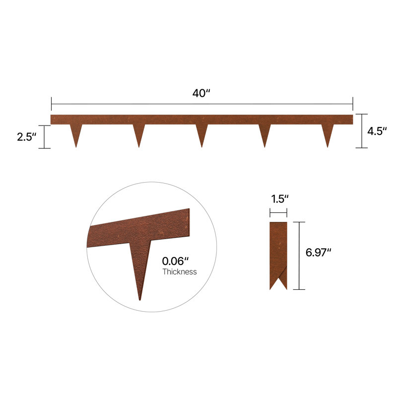 Steel Landscape Edging 40x4.5in Weather-Resistant Garden Edging Border