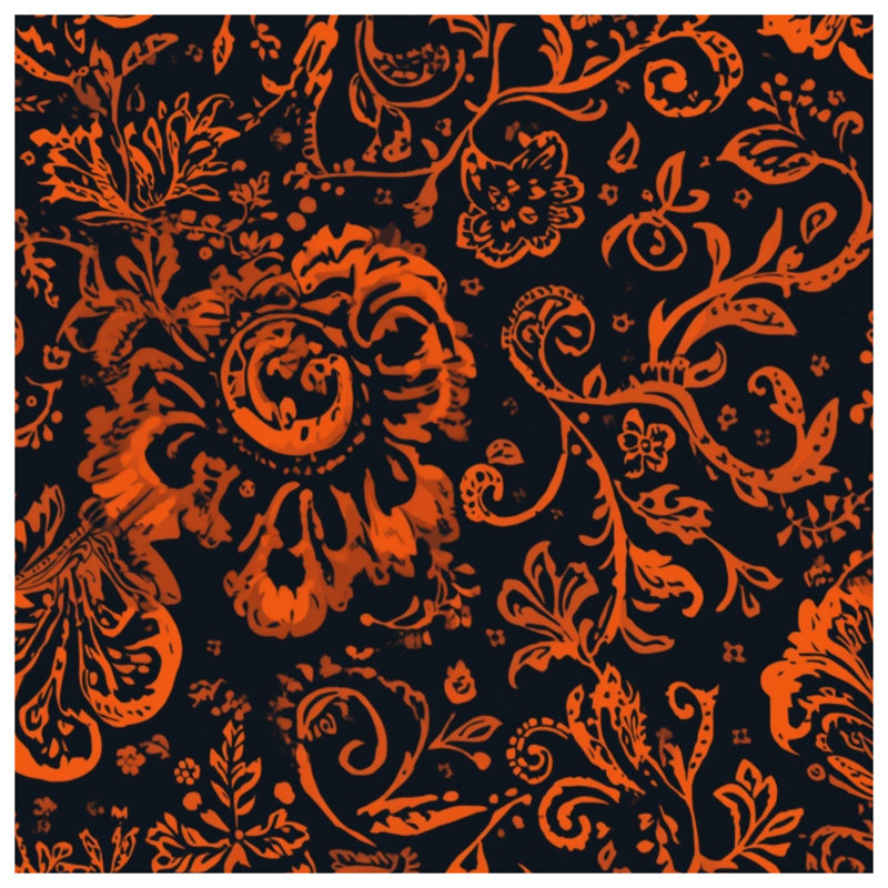 Orange Floral Pattern Blankets, 60in W x 80in H