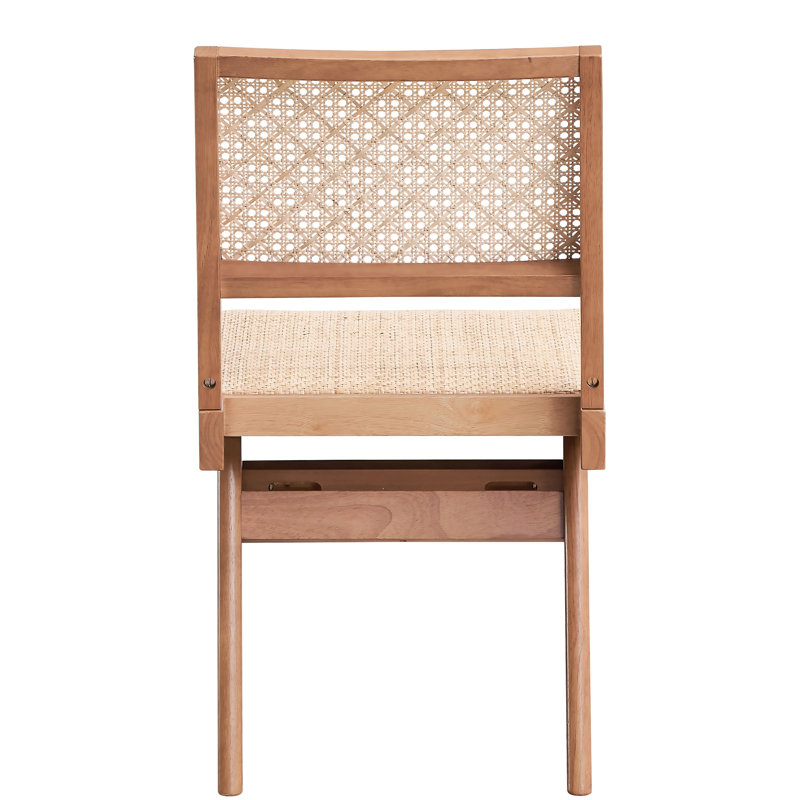 2 chaises d'appoint beiges et naturelles - de style Mid-Century moderne pour la salle à manger, compactes avec des dossiers légèrement incurvés (2) et des chaises de salle à manger naturelles et respirantes
