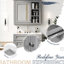 Armoire de salle de bain avec trois lavabos et miroir - meuble-lavabo spacieux en céramique facile à assembler-1140081358