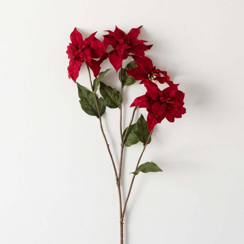 29" Artificial Fall Red Pointsets Spray