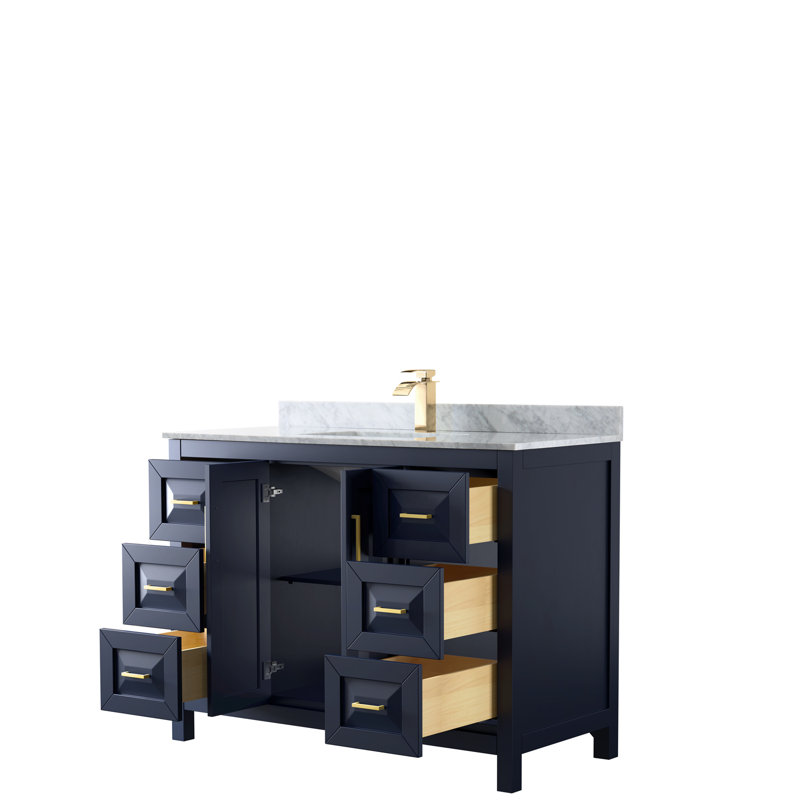 Daria 48'' W Single Vanity, Dark Blue, Brushed Gold