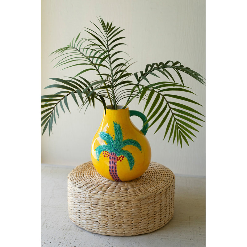 Kalalou Palm Tree Ceramic Decorative Vase – 10" Tall Handcrafted Accent Set of 2