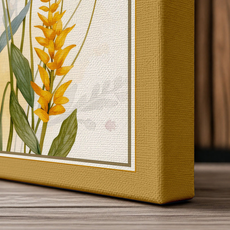 Wildflower Study Botanical - Wrapped Canvas, 18x12 - 45.7 x 30.5 cm, Ochre Border