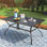 Rectangular Steel Outdoor Dining Table Umbrella Hole , 60 " W 38 " D