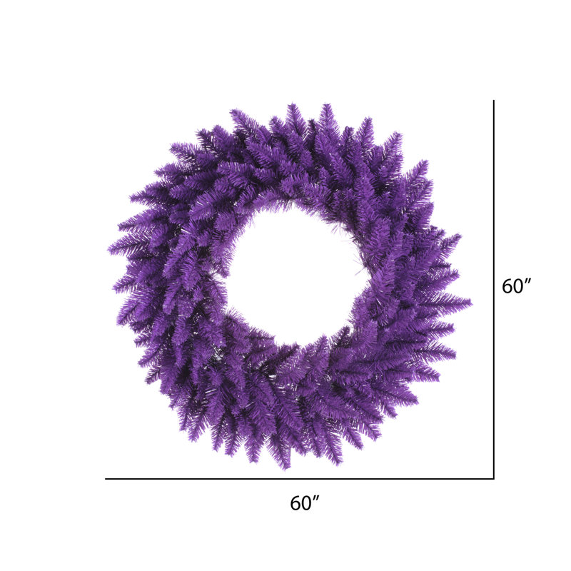 Couronne de Noël artificielle en PVC, H 60 po x l 60 po x P 5 po, Mauve