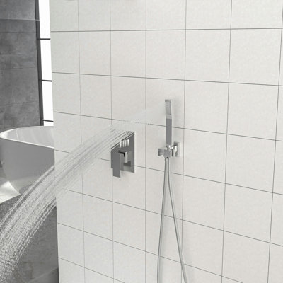 Pomme de douche double - Système de douche carré mural de 10 po avec valve brute