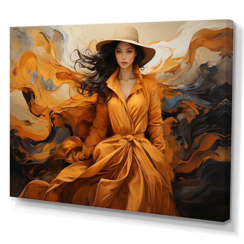 Mouvement de mode orange sur toile I, H 16 po x l 32 po x P 1 po, Toile tendue