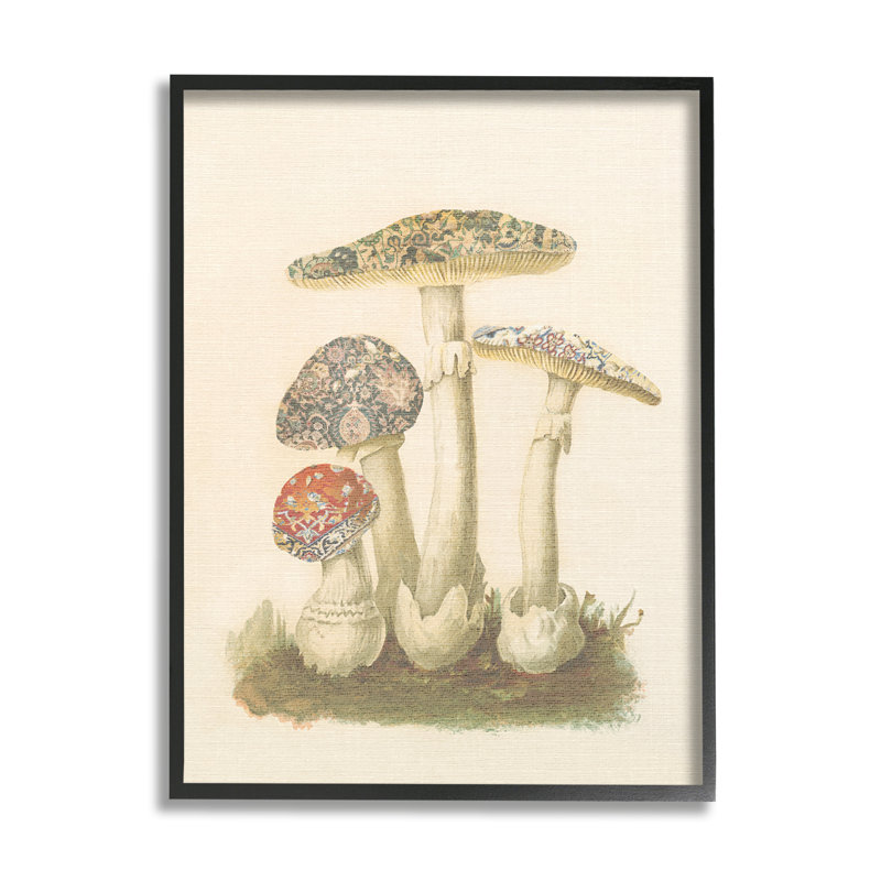 Reproduction sur toile tendue avec motif rétro "Mushroom" par Lil 'Rue, H 20 po x l 16 po x P 1,5 po
