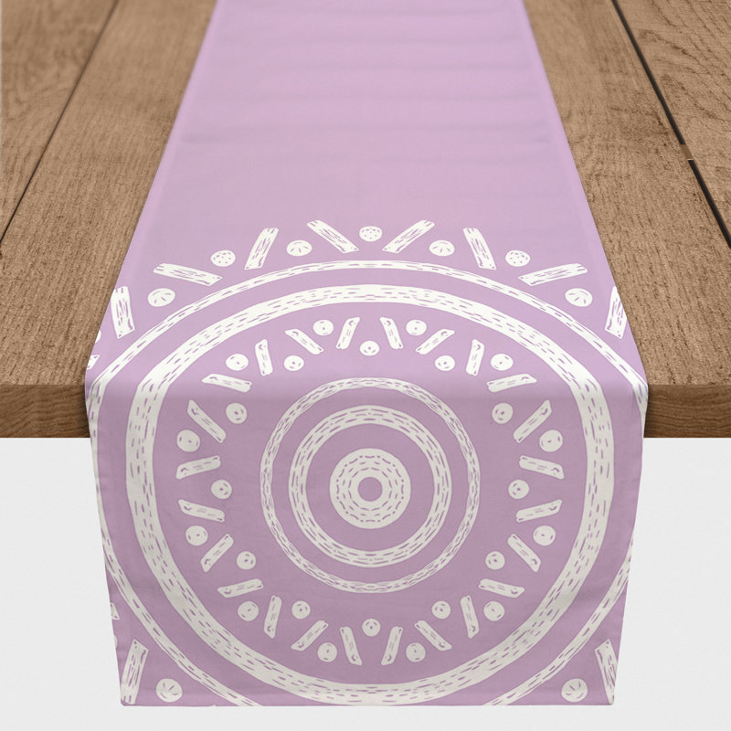 Anre Rectangle Geometric Polyester Table Runner, 72" L x 16" D, Purple