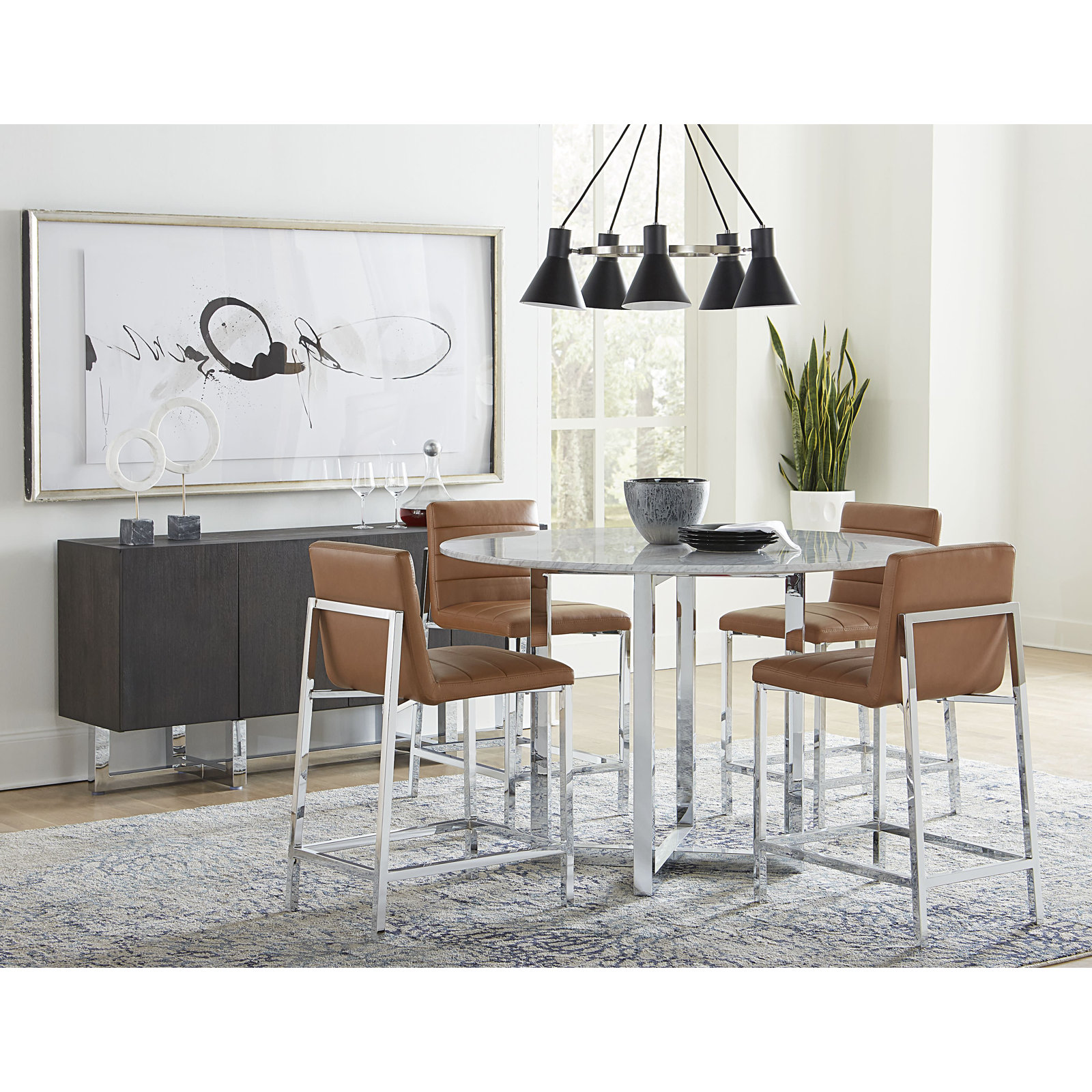 Dern Marble Dining Table, Pub Table (36" Height), 54" W x 54" L