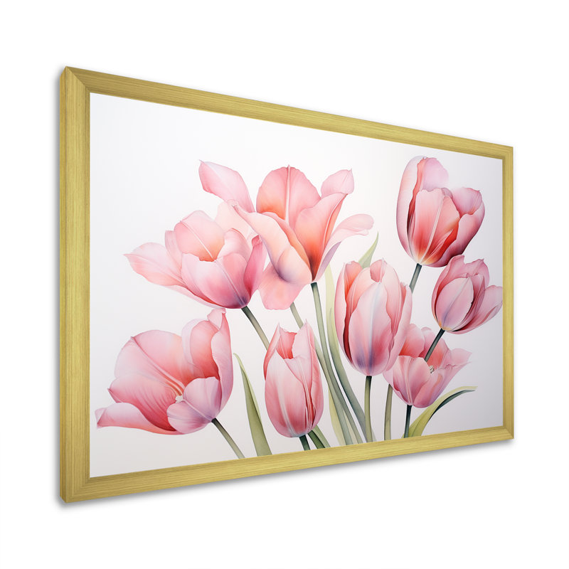 Tulipes, minimalisme, art mural, Cadre doré simple, H 12 po x l 20 po x P 1 po