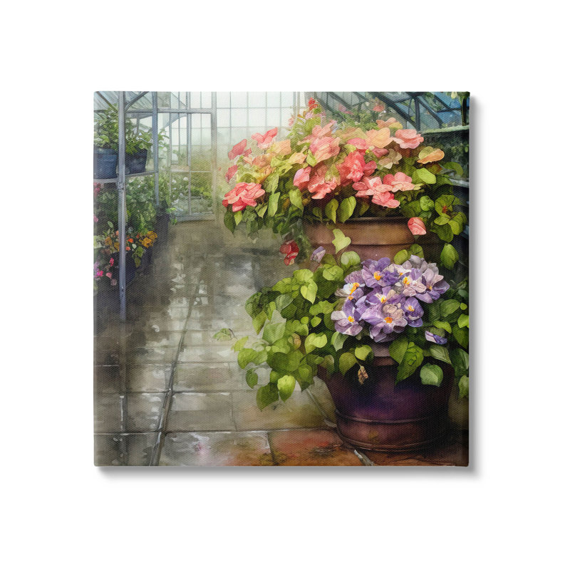 "Spring Blossoms Greenhouse Garden", art mural par Alpenglow, L 30 po x H 30 po x P 1,5 po, Toile tendue