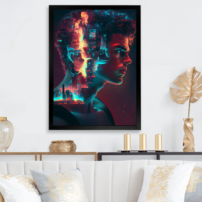 «Double Exposure Man Portrait Sci-Fi I», impression sur toile