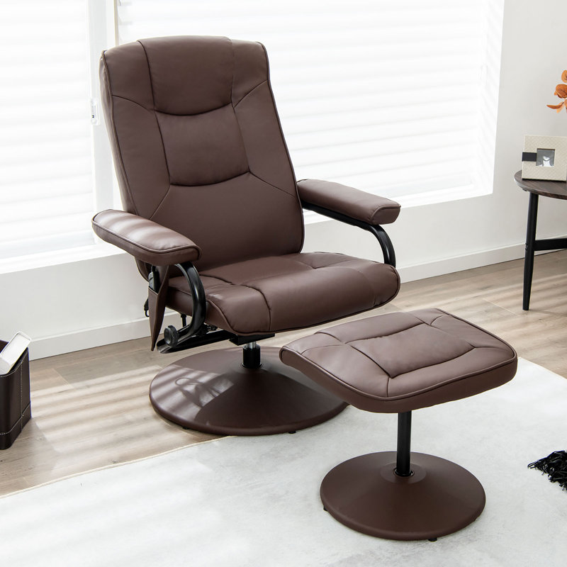 Fauteuil inclinable ergonomique 31,5 po en similicuir, Brun, Similicuir brun