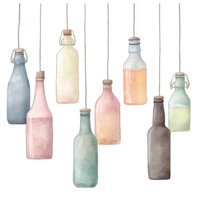 Hanging Vintage Bottles Wall Tapestry - Bottles Wall Decor