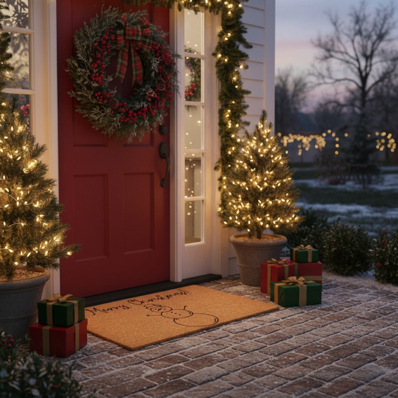 Merry Snowman Doormat, 17" x 29", 17" W x 29" L