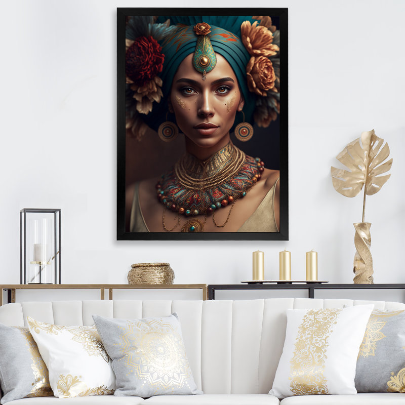 «Lanetta Young Bohemian Woman With Flower Headband VII», reproduction sur toile, Cadre photo noir, H 32 po x l 24 po x P 1 po