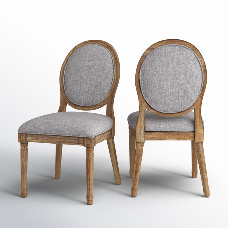 Hildemar 19'' H Linen Upholstered Side Chair, Gray Linen, Natural