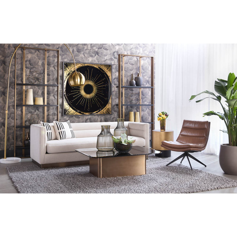 Ikon Arched Floor Lamp, Brass/White, Brass