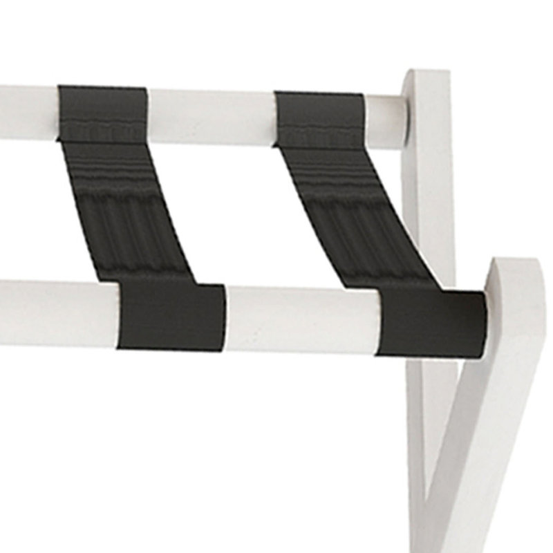 Folding Bamboo Luggage Rack, Thickened Bamboo Suitcase Stand With Storage Shelf For Hotel Bedroom Guest Room, White/Black
