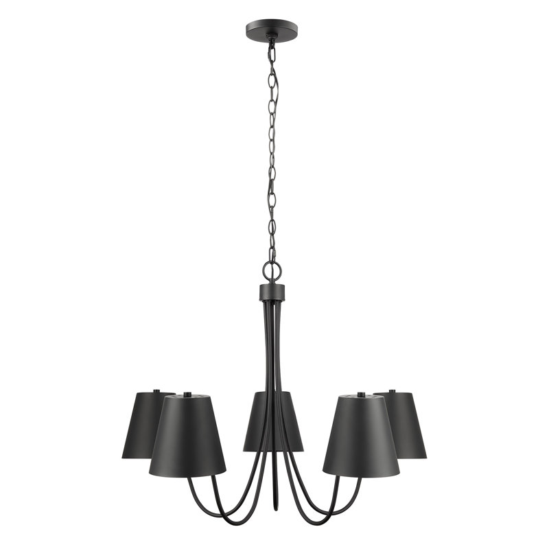 Lustre 5 lumières Ontonio, Noir mat