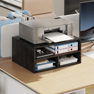 Support d'imprimante de bureau avec étagères de rangement à plusieurs niveaux, rehausseur d'écran moderne en bois, organisateur de bureau