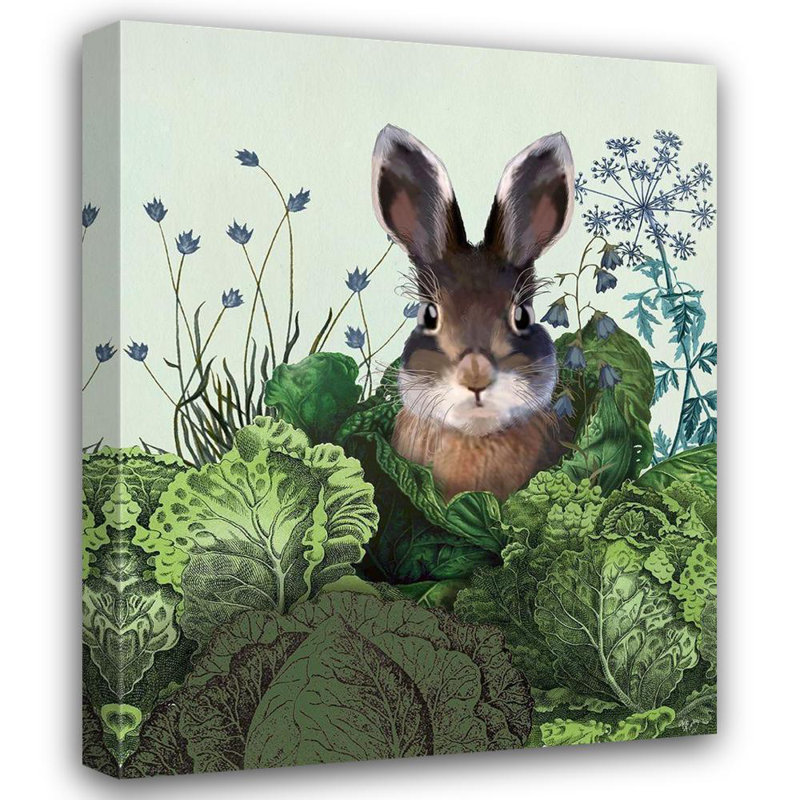 Ophelia & Co. Fab Funky, reproduction d'art sur toile tendue: Cabbage Patch Rabbit 4, H 24 po x l 20 po