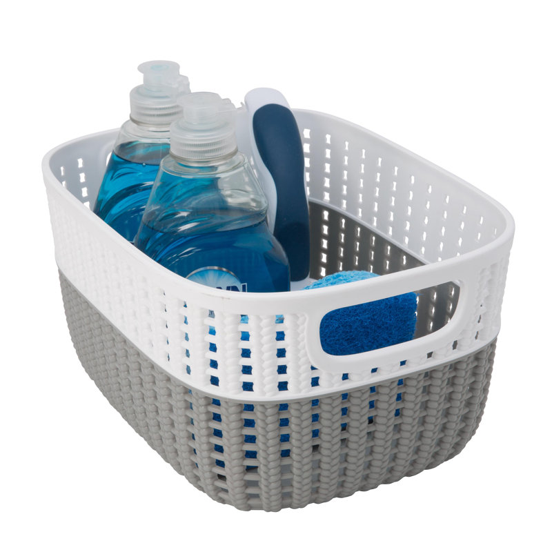 Panier décoratif en plastique, Gris, H 6,75 po x l 14,75 po x P 11,25 po, 2