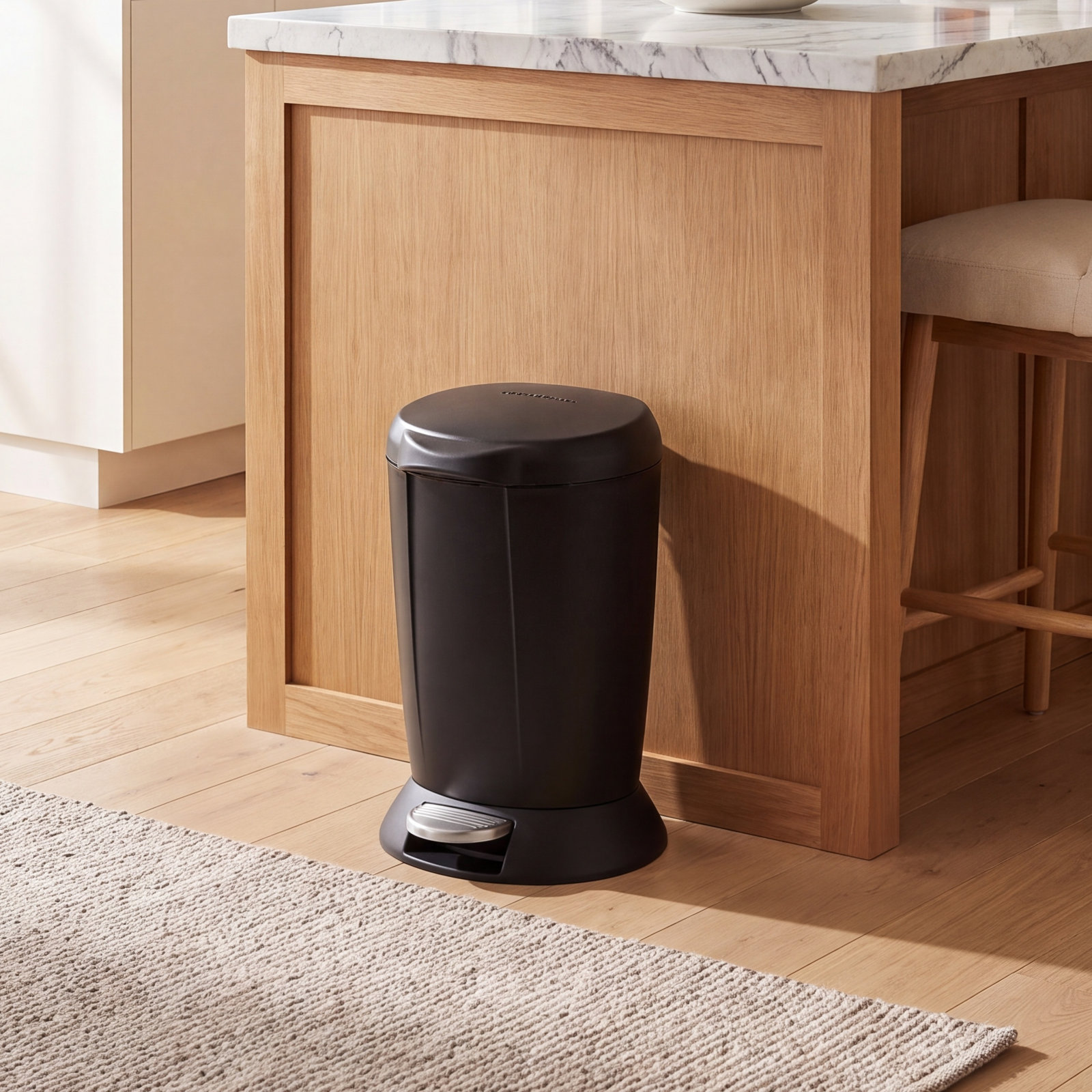 simplehuman 1.6gal Compact Step-On Can, Black