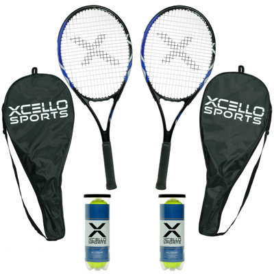 Xcello Sports Aluminum Racket Set with Tubes of Tennis Balls and Covers - Available in 23" and 27"